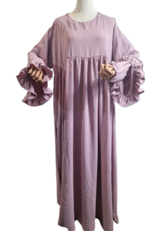 Robe abaya double manches à froufrou