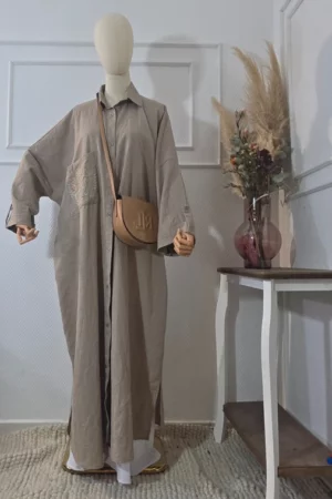 Kimono robe en 100% coton poche brodée