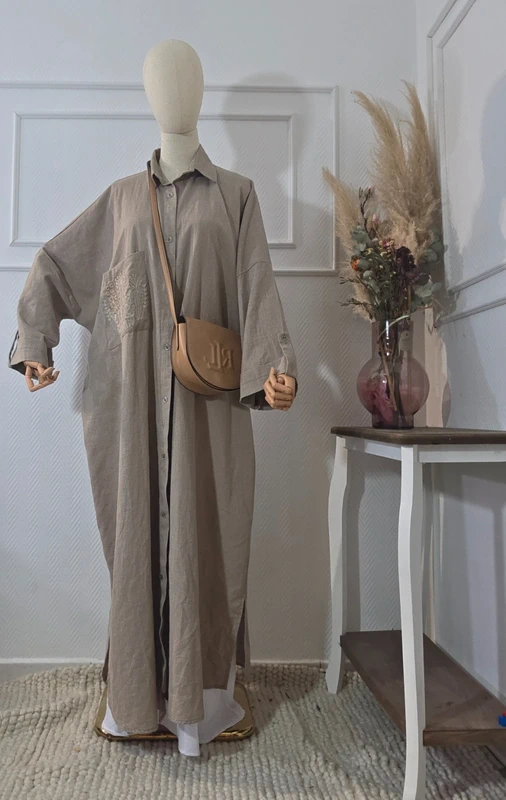 Kimono robe en 100% coton poche brodée