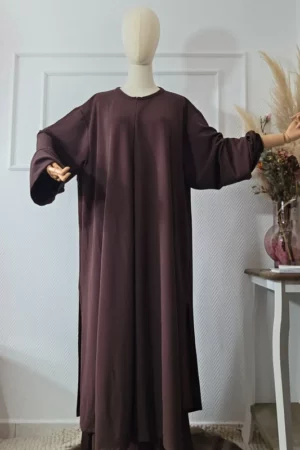 Ensemble abaya à fontes avec pontalon culotte