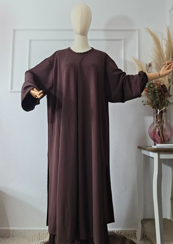 Ensemble abaya à fontes avec pontalon culotte