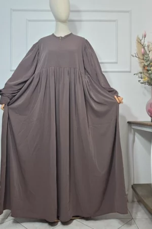 Robe abaya ample à plis et zipp